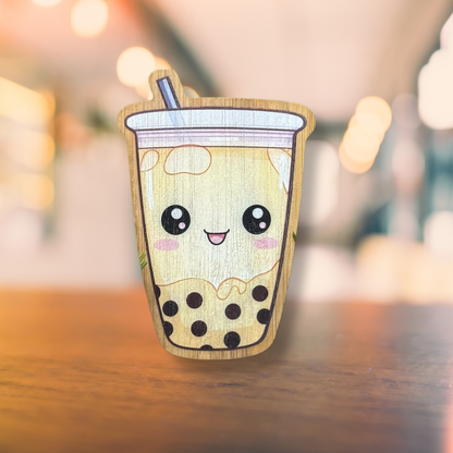 "BOBA TEA" Bamboo Wood Sticker