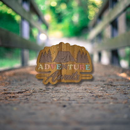 "ADVENTURE AWAITS" Bamboo Wood Sticker