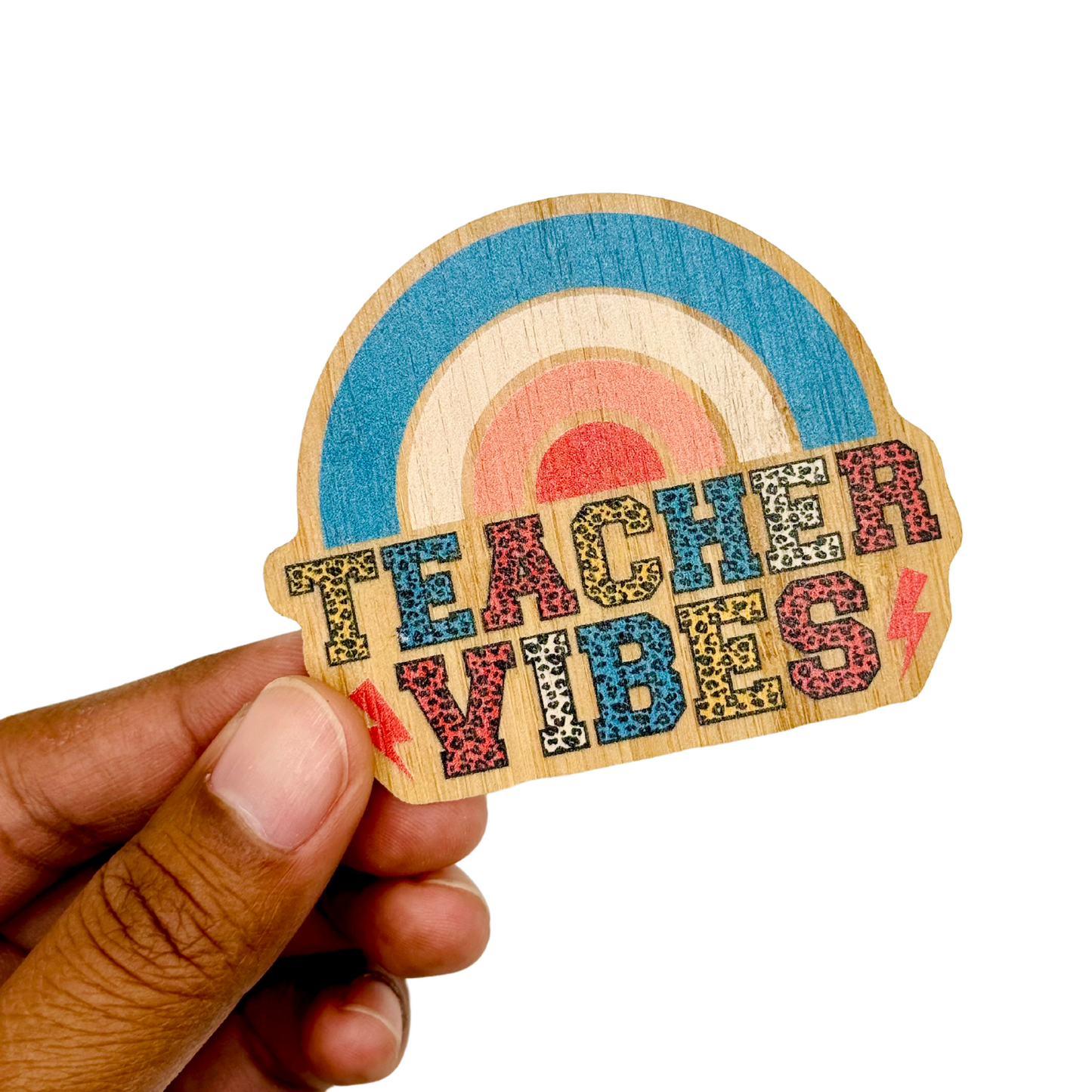 "TEACHER VIBES" Bamboo Wood Sticker