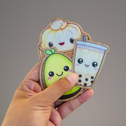 "BOBA TEA" Bamboo Wood Sticker