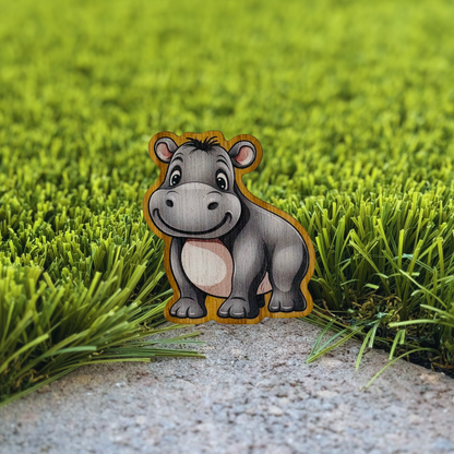 "HIPPO" Bamboo Wood Sticker