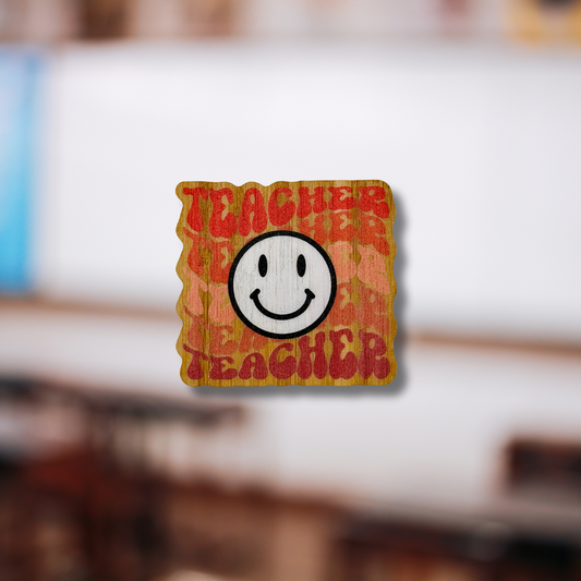 "TEACHER (smiley face)" Bamboo Wood Sticker