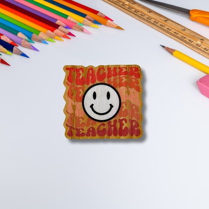 "TEACHER (smiley face)" Bamboo Wood Sticker