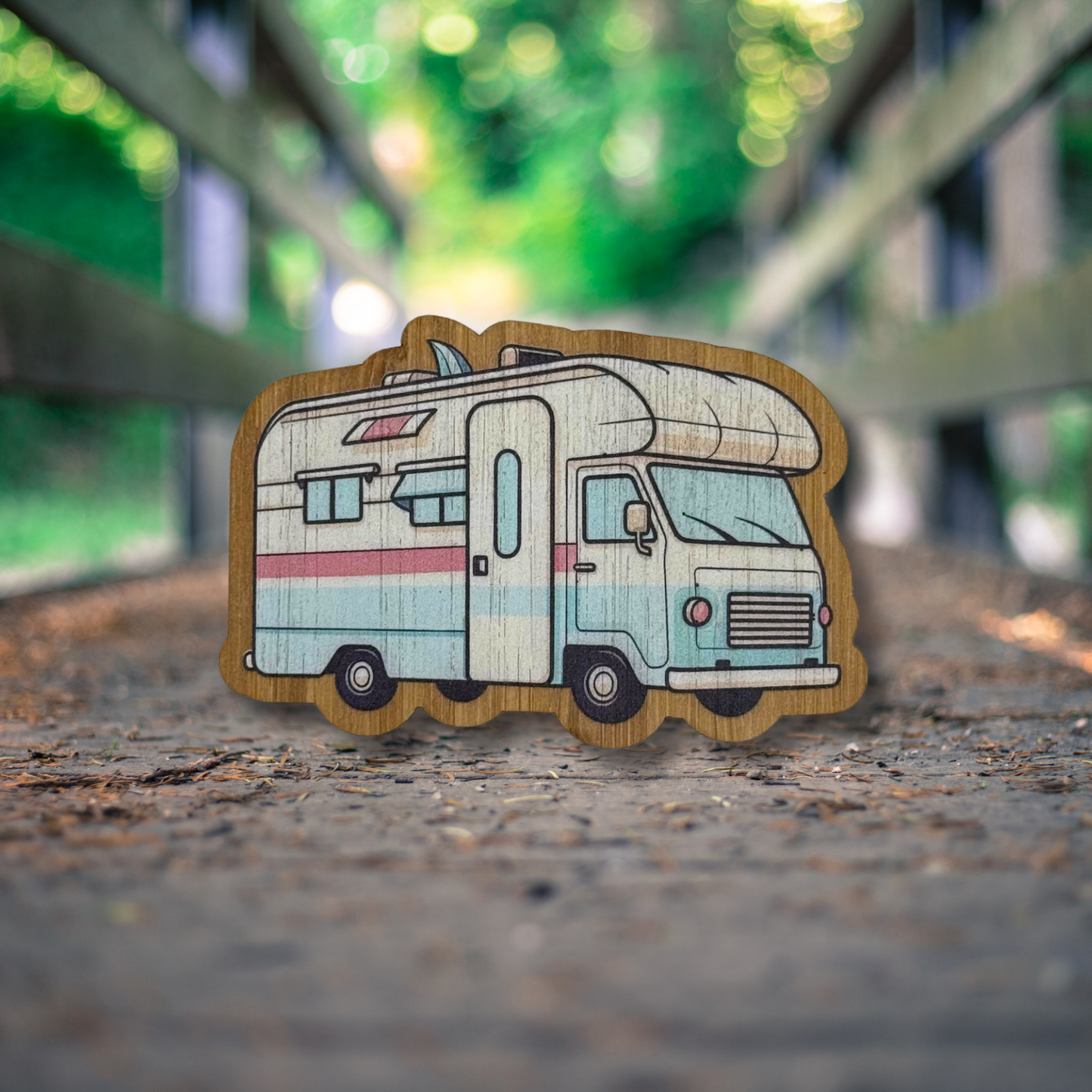 "CAMPING RV" Bamboo Wood Sticker