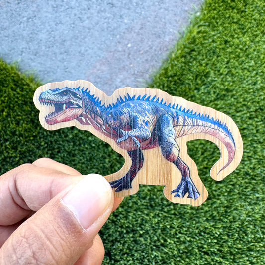 Allosaurus Dinosaur Bamboo Wood Sticker, Made in Las Vegas