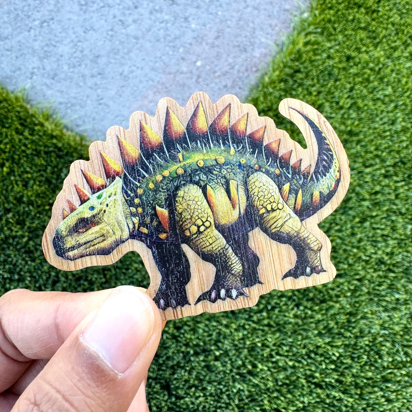 Ankylosaurus Dinosaur Bamboo Wood Sticker, Made in Las Vegas