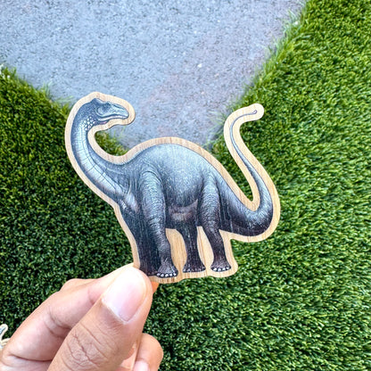 Apatosaurus Dinosaur Bamboo Wood Sticker, Made in Las Vegas