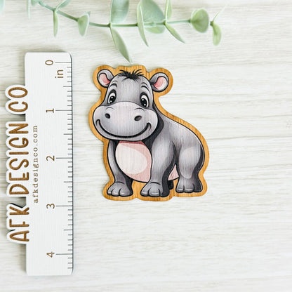 "HIPPO" Bamboo Wood Sticker