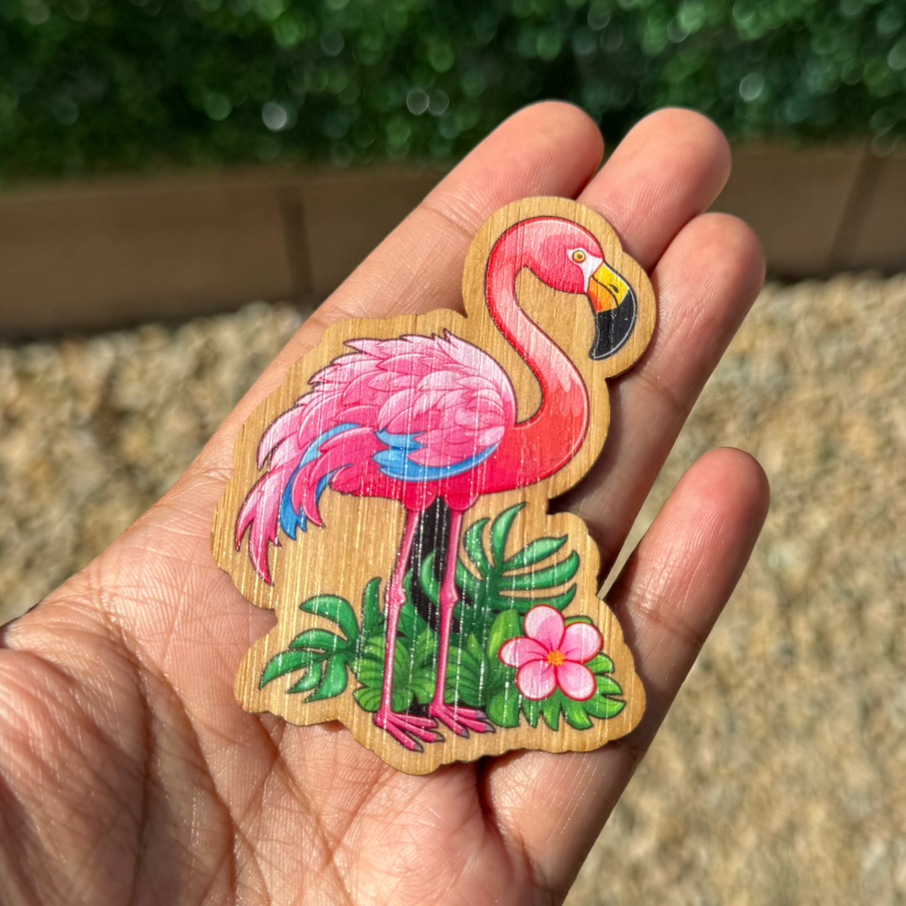 "FLAMINGO" Bamboo Wood Sticker