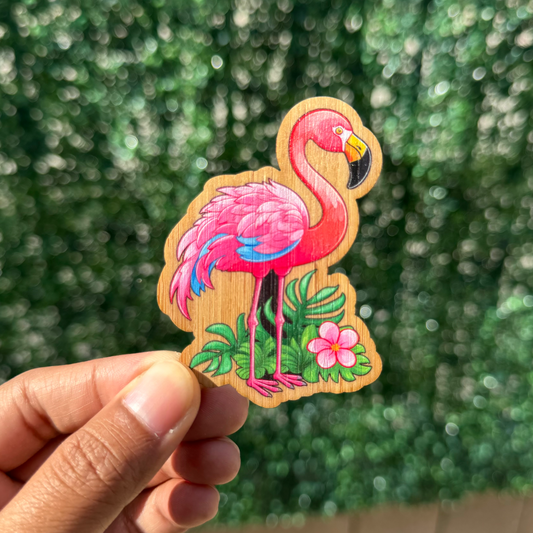 "FLAMINGO" Bamboo Wood Sticker