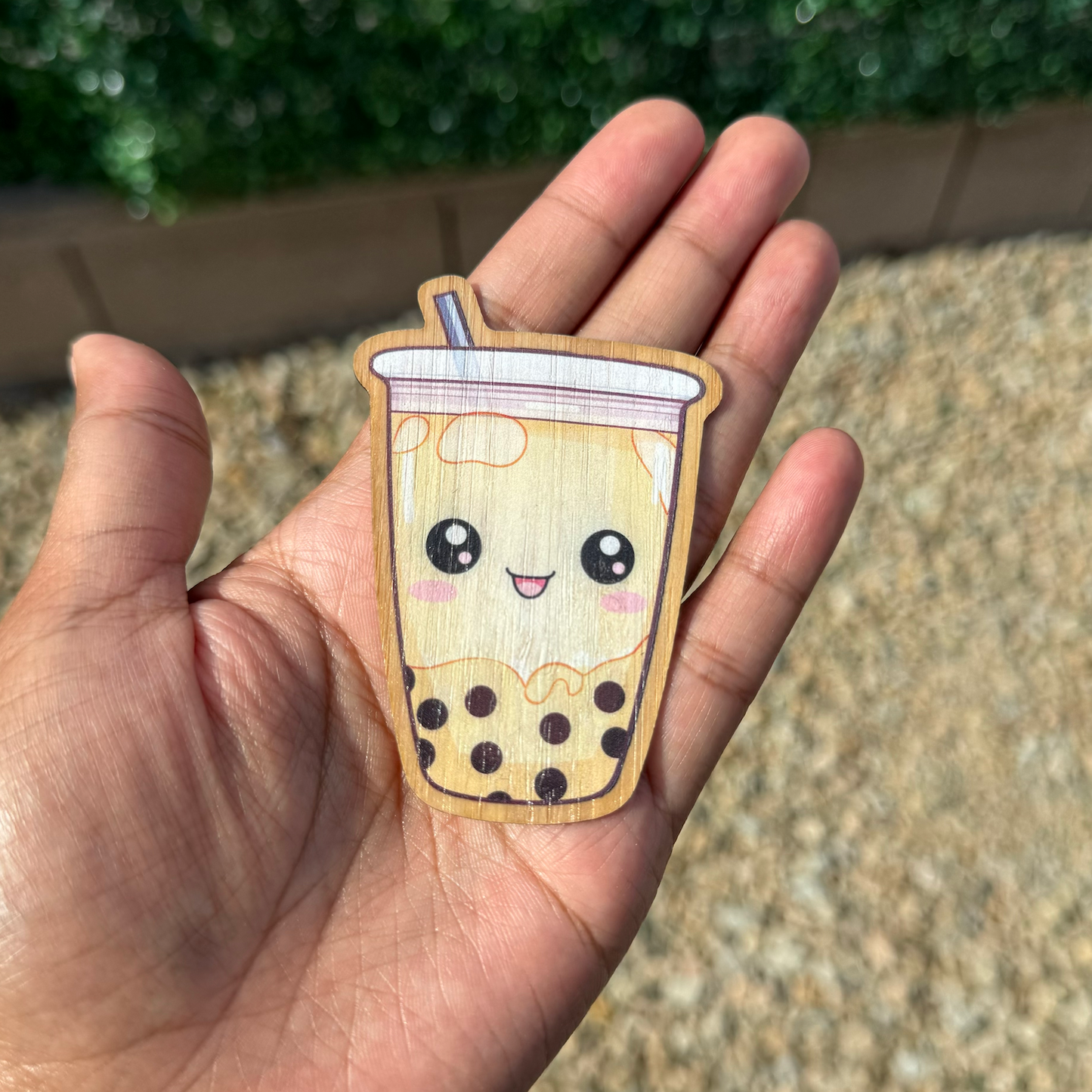 "BOBA TEA" Bamboo Wood Sticker