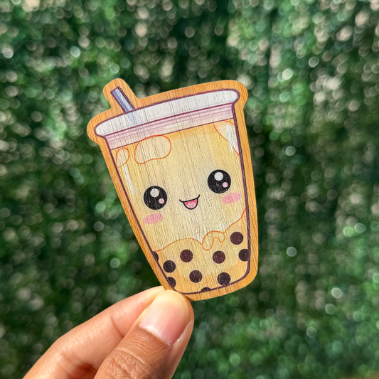 "BOBA TEA" Bamboo Wood Sticker