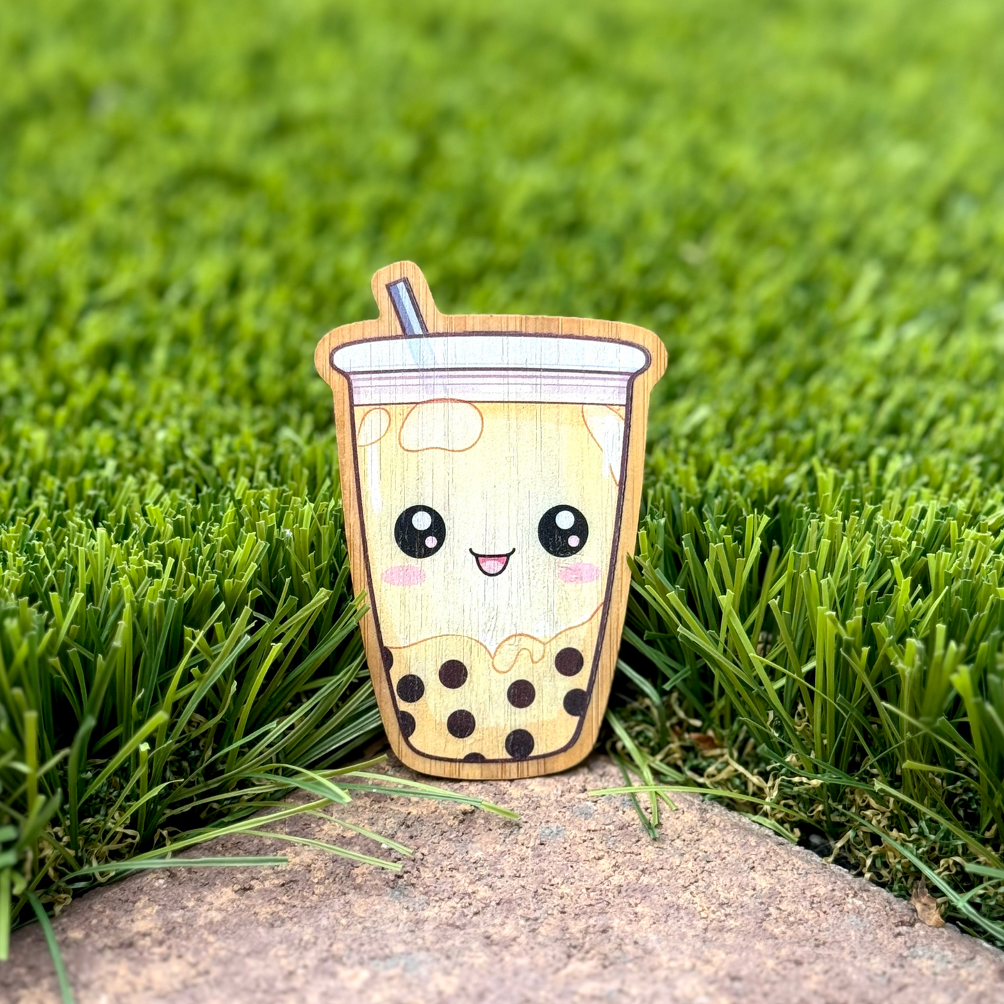 "BOBA TEA" Bamboo Wood Sticker