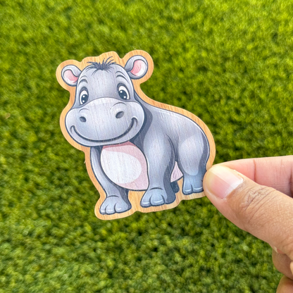 "HIPPO" Bamboo Wood Sticker