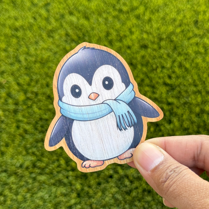 "PENGUIN" Bamboo Wood Sticker