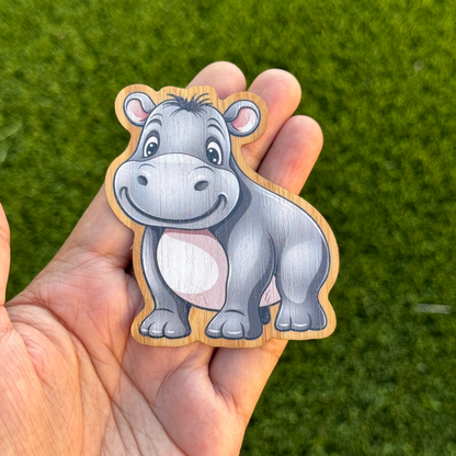 "HIPPO" Bamboo Wood Sticker