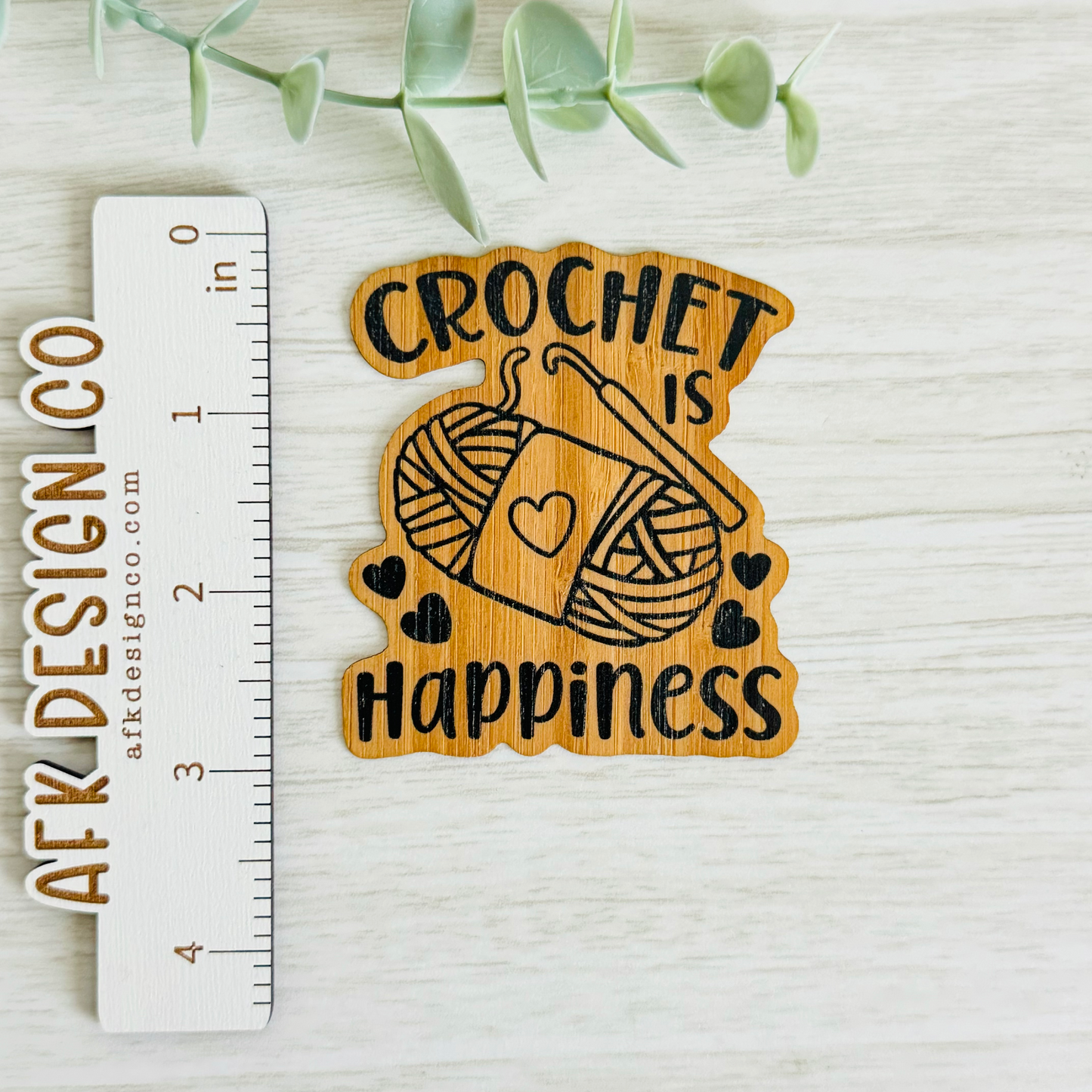 "CROCHET IS HAPPINESS" Bamboo Wood Sticker