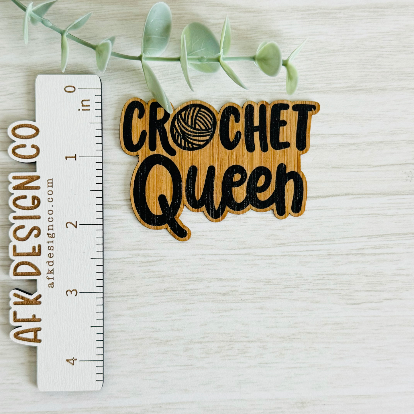 "CROCHET QUEEN" Bamboo Wood Sticker