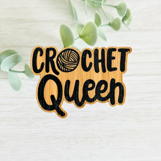 "CROCHET QUEEN" Bamboo Wood Sticker