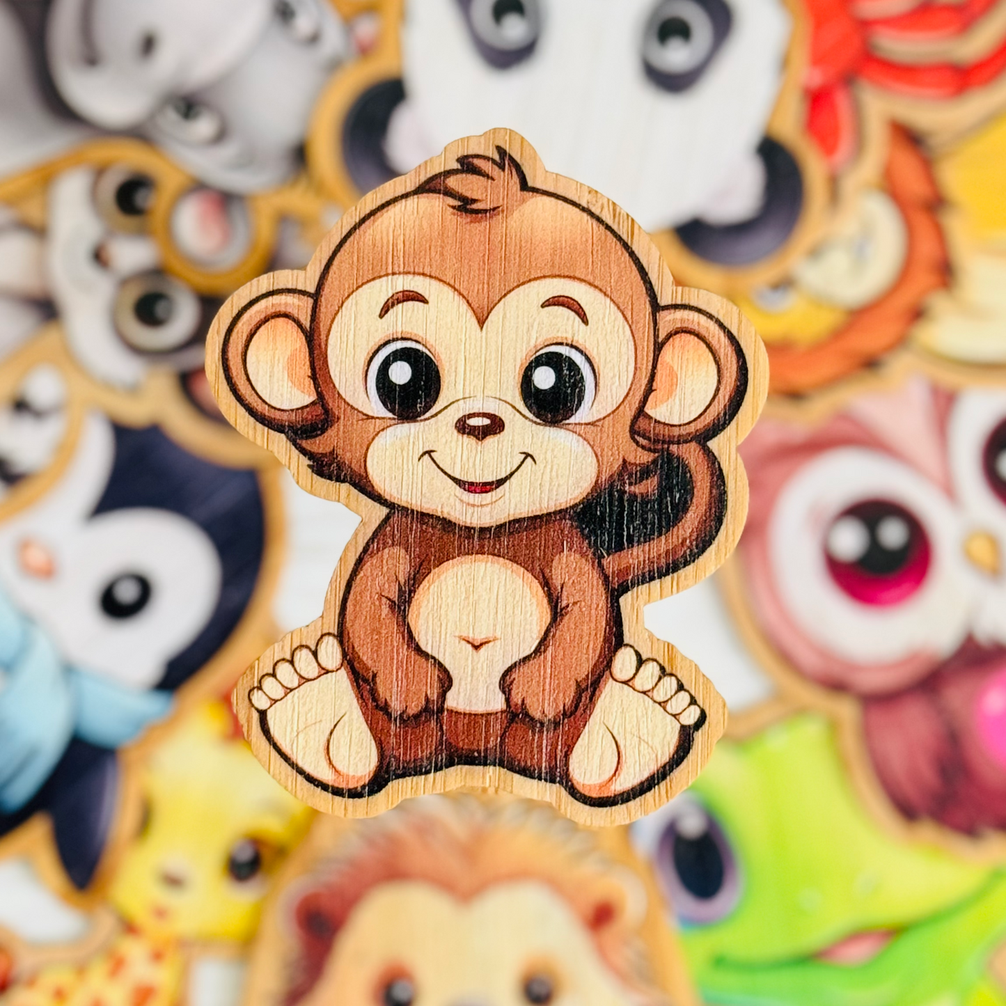 "MONKEY" Bamboo Wood Sticker