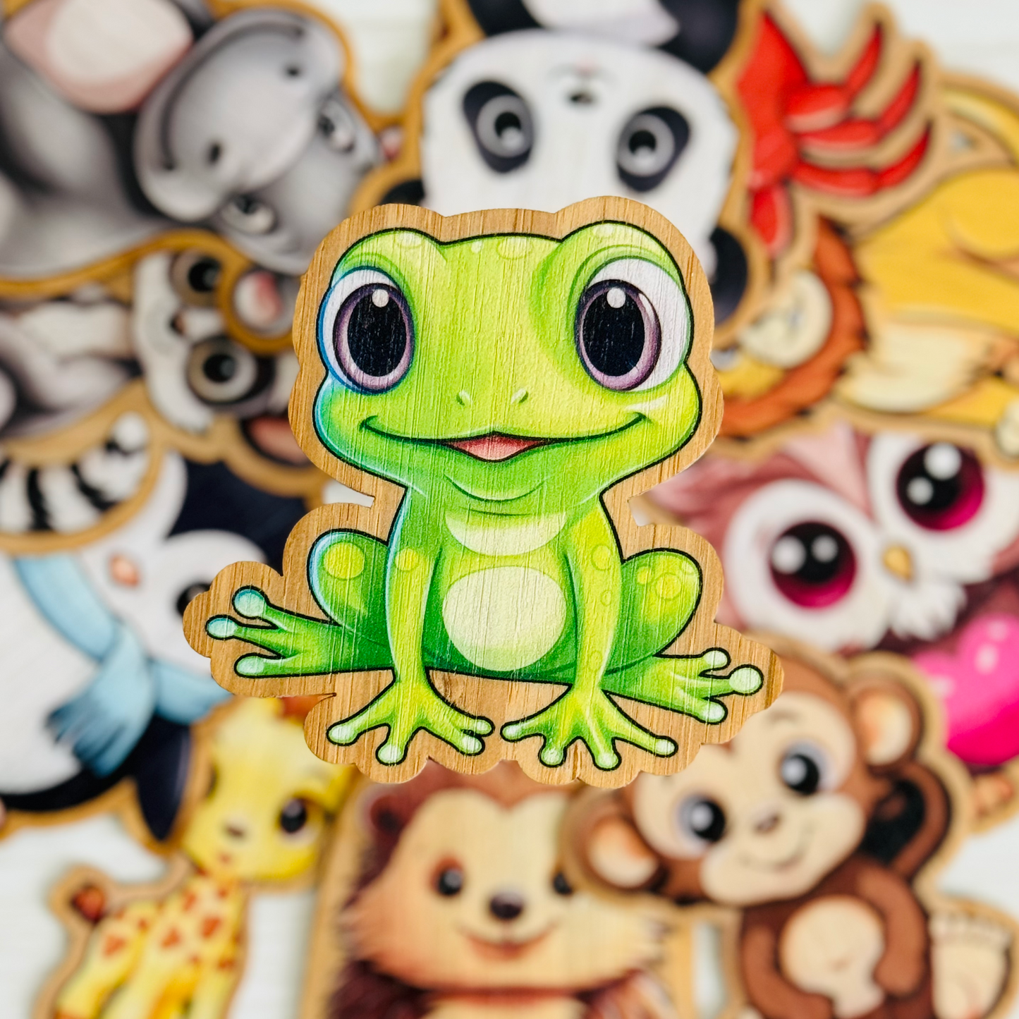 "FROG" Bamboo Wood Sticker