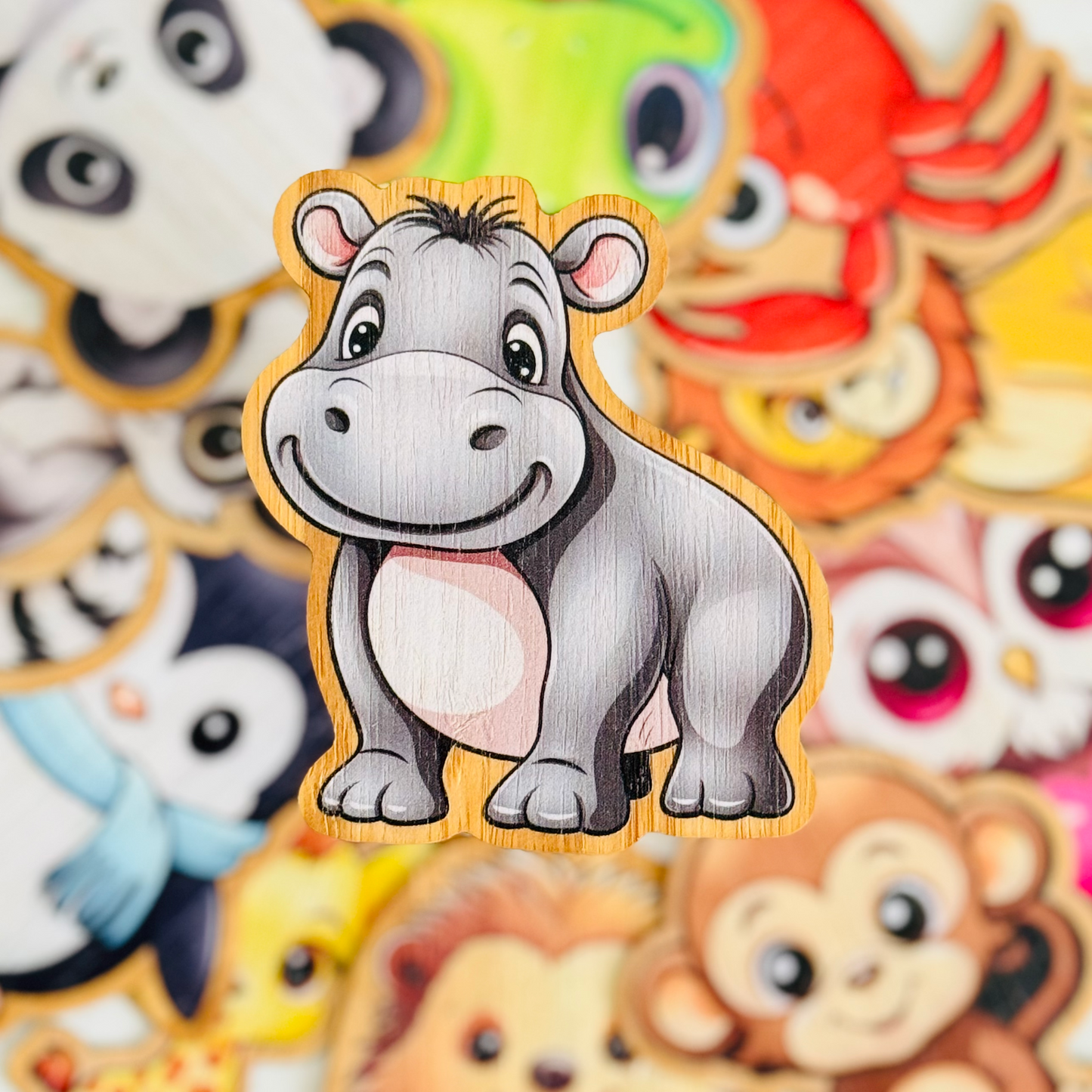 "HIPPO" Bamboo Wood Sticker