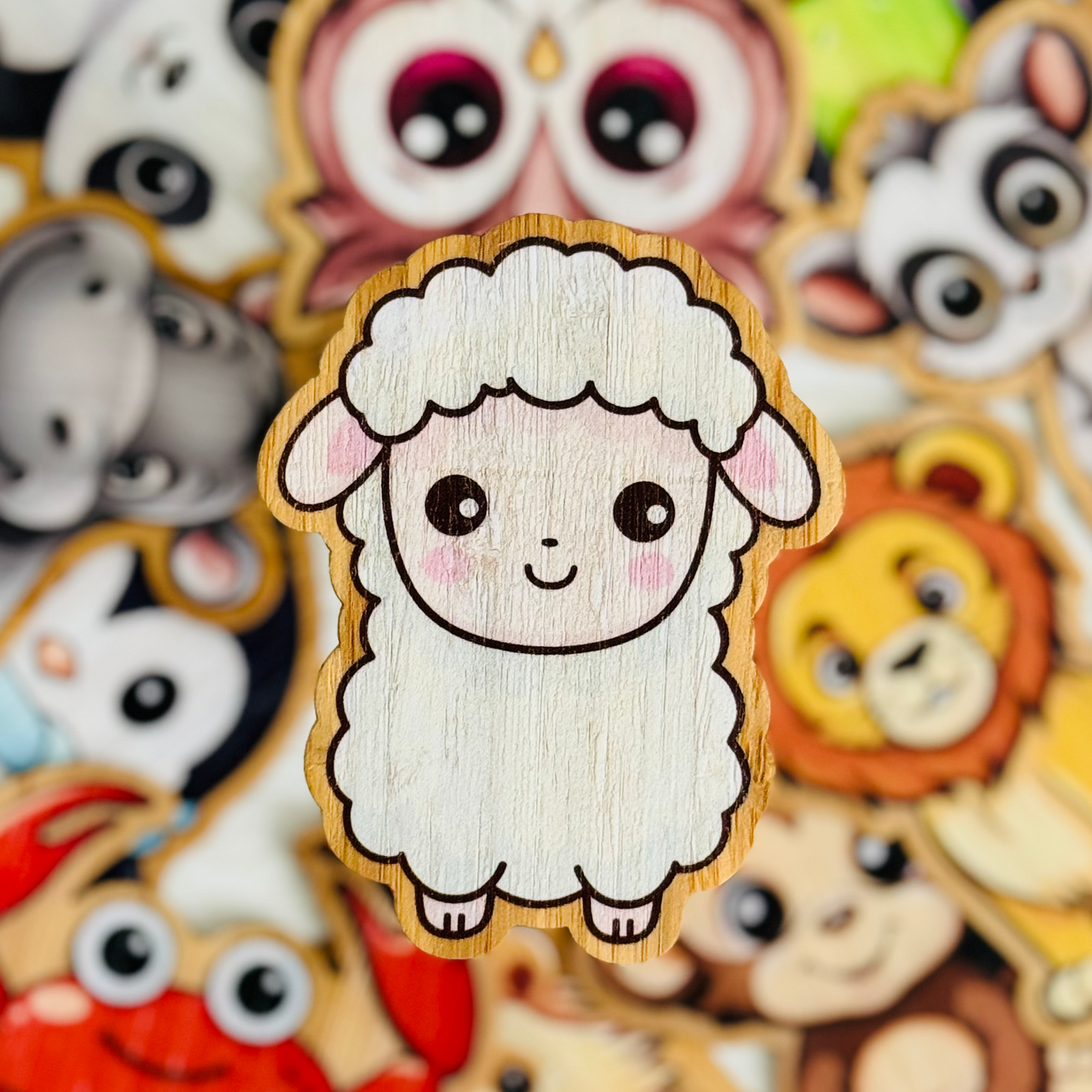 "SHEEP" Bamboo Wood Sticker