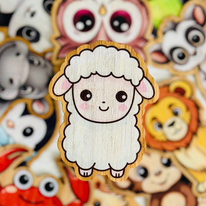 "SHEEP" Bamboo Wood Sticker