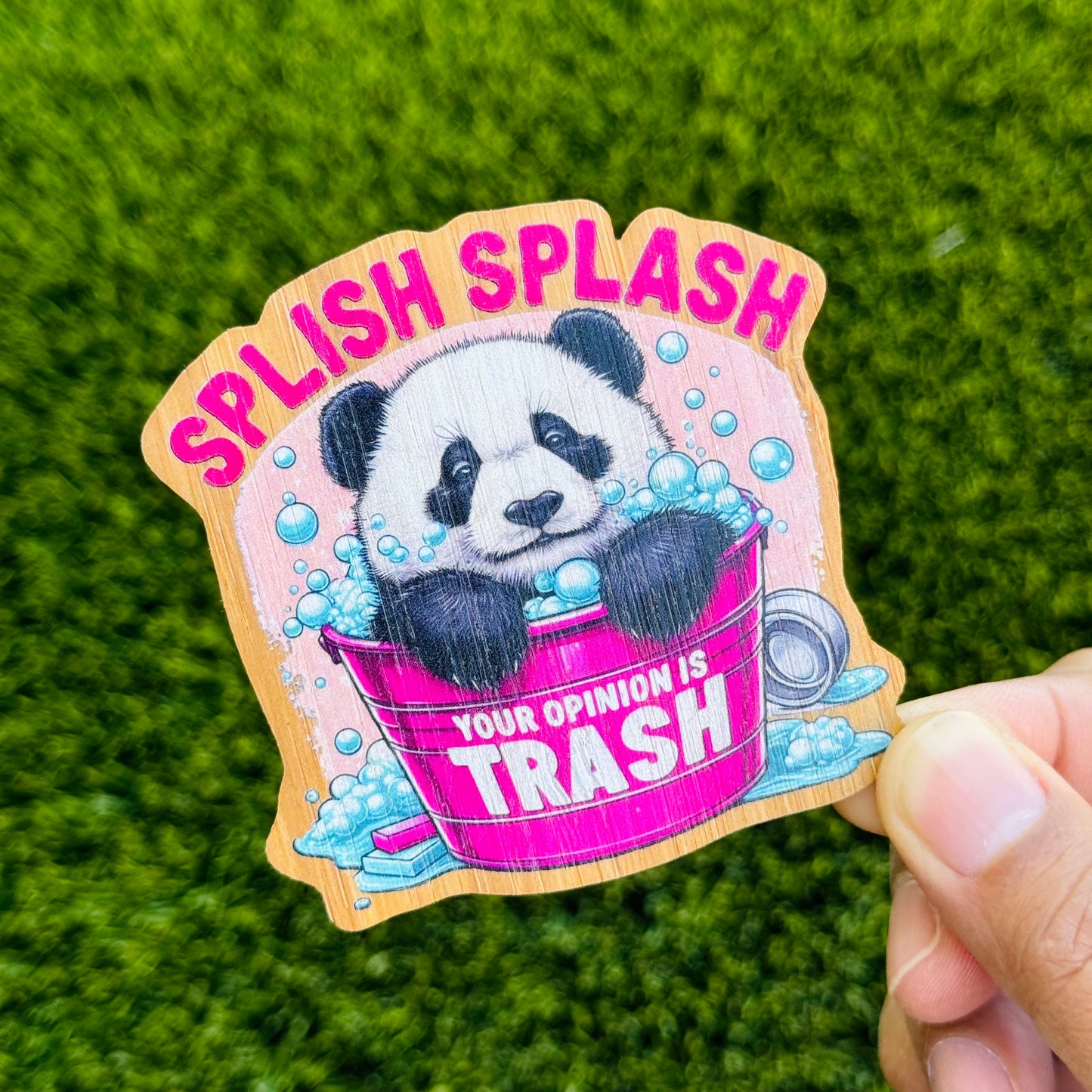 "Splish Splash.." Bamboo Wood Sticker