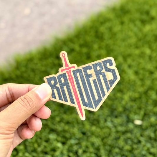 Raiders 4 Football Bamboo Wood Sticker, Made in Las Vegas