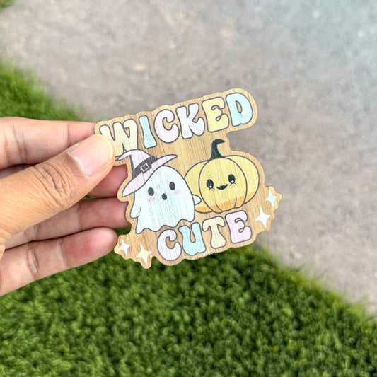 "Wicked Cute" Bamboo Wood Sticker, Made in Las Vegas