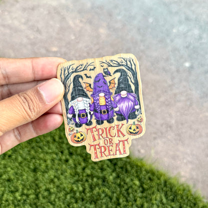 "Trick or Treat" Bamboo Wood Sticker, Made in Las Vegas