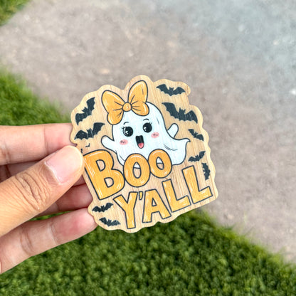 "Boo Y'all" Bamboo Wood Sticker, Made in Las Vegas