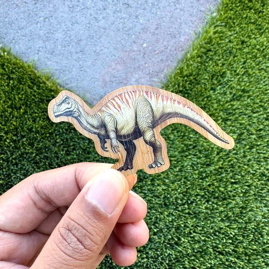 Iguanodon Dinosaur Bamboo Wood Sticker, Made in Las Vegas