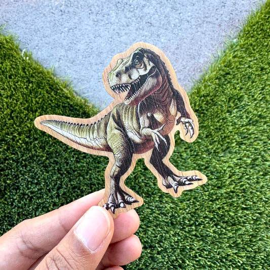 Tyrannosaurus Dinosaur Bamboo Wood Sticker, Made in Las Vegas