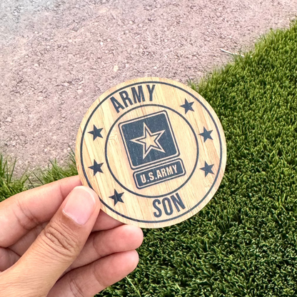 Army Son Bamboo Wood Sticker, Made in Las Vegas