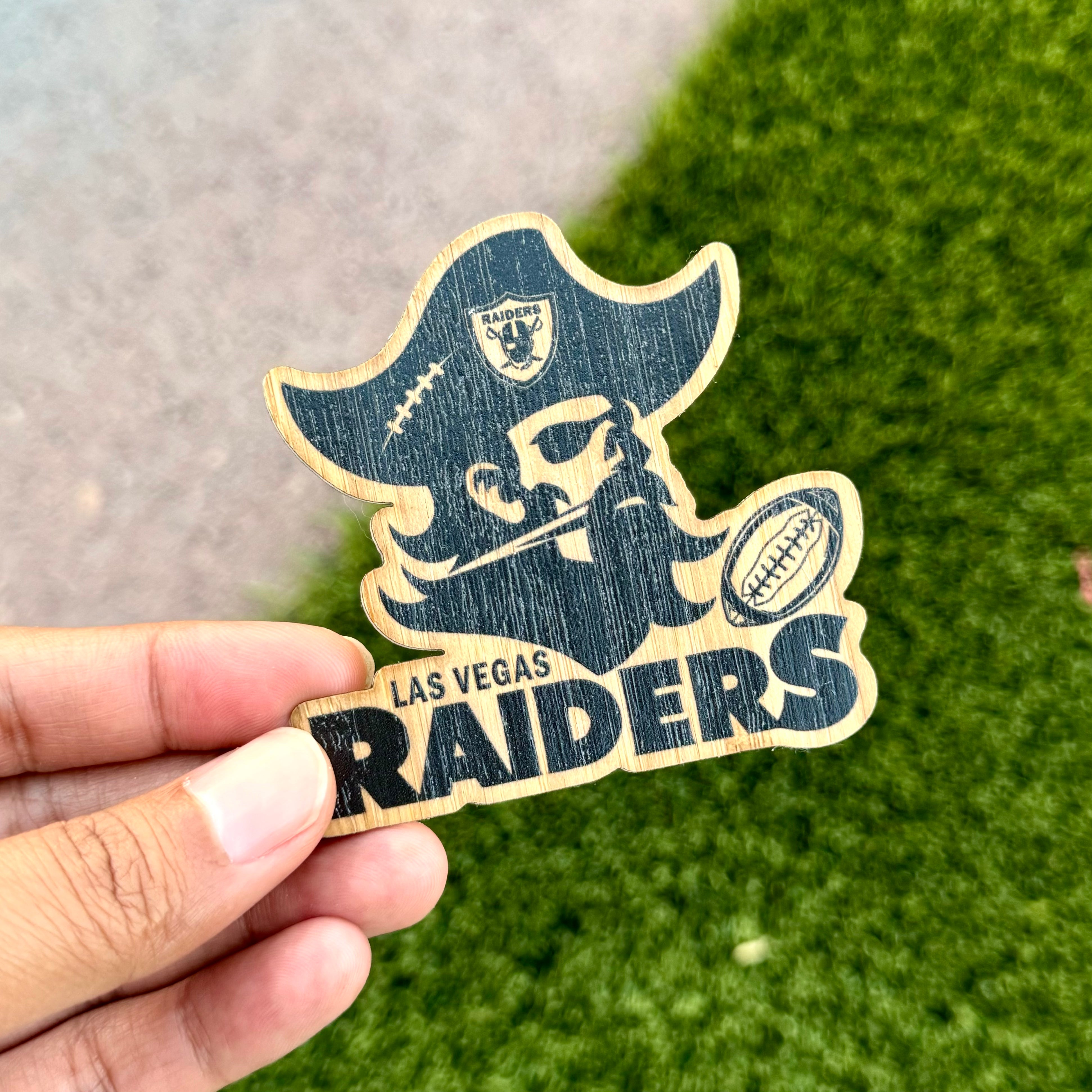 Raiders 1 Bamboo Wood Sticker, Made in Las Vegas – AFK Design Co